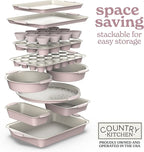 Country Kitchen Nonstick Stackable Bakeware Set - Durable, Easy Release Baking Set- 22 Pc. Includes Silicone Muffin Cups