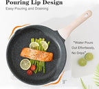 Kordisen Nonstick Frying Pan Set, 3 Piece Skillet Set, Healthy Induction Cooking Pan, Stay-Cool Handle, Compatible with All Stovetops, PFOA Free (8, 9.5, 11 Inch)