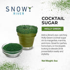 Snowy River Holly Green, Cocktail & Margarita Sugar Rimmer - Vibrant Color Glass Rimming Sugar with Medium Crystal Texture - 8oz