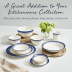 Portmeirion Potter's Stripe Salad Plate (Set of 4) - 8" Earthenware Plates with Classic Striped Rim - Microwave, Dishwasher, Freezer, Oven Safe - Ideal Modern Dinnerware Set (Blue Stripe)