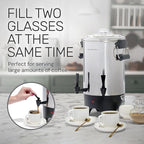 HomeCraft 45-Cup Coffee Urn and Hot Beverage Dispenser with Double Dripless Faucet, Quick-Brewing, Stainless Steel
