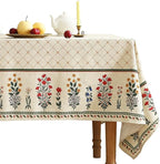 ISAENNE Designer Vintage Linen Floral Tablecloth Rectangular,Fall Colorful Modern Table Cloth,Anti-Wrinkle Decor Tablecloths for Dining Thanksgiving Kitchen Christmas,55"*87"-Bertina E