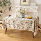 ISAENNE Designer French Light Beige Table Cloth for Rectangle Table,Linen Florals and Birds Pattern Tablecloth,Durable Decorative Tablecloths for Dining Thanksgiving Kitchen,55"*79"-Cornucopia