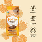 Four Sigmatic Dark Roast Organic Whole Bean Coffee | Whole Beans Coated with Lion's Mane, Chaga Mushrooms | Nootropic Mushroom Coffee for Enhanced Brain Function & Immune Support | 12oz