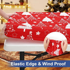 homing Rectangle Table Cloth Cover, Waterproof Polyester Elastic Fitted Tablecloth, Fits for 8 Foot Folding Tables, Washable Table Protector for Christmas, Holiday, Party (Christmas Tree, 30" x 96")