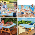 homing Rectangle Table Cloth Cover, Waterproof Polyester Elastic Fitted Tablecloth, Fits for 6 Foot Folding Tables, Washable Table Protector for Picnic, Camping, Outdoor (Light Blue, 30" x 72")