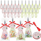 100 Sets 10 Inch Christmas Whisks Gifts DIY Fillable Christmas Tree Ornaments Xmas Colored Silicone Whisks for Cooking Heat Resistant Egg Beaters with Card Rope Bag for Candy Holder