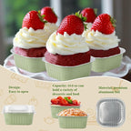 Cupcake Liners With Lids, BAKINGPAK 30PCS 10oz Square Mini Aluminum Pans with Lids Mini Cake Pans with Lids Disposable Aluminum Foil Ramekins with Lids Baking Cups With Lids for St. Patrick's Day,Fern
