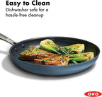 OXO Enhanced 12” Nonstick Frying Pan Skillet, PFAS-Free Ceramic, Oven & Broiler Safe to 600°F, Durable Hard Anodized Cookware, Stainless Steel Handle, Dishwasher Safe, Storm Blue