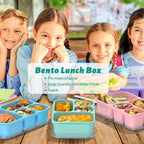 Bento Lunch Box - 4 Pack, 4-Compartment Meal Prep Containers, Adult Lunch Box, Microwave & Dishwasher Safe (Dark-PP(B/P/G/P))