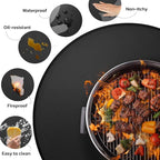 36" Fire Pit Mat for Solo Stove Bonfire: Round Fireproof Under Grill Mat Heat Insulated Indoor Fireplace Pad Protector for Decks, Patios, Grass, BBQ Smoker, Portable Reusable Oil-Proof and Waterproof