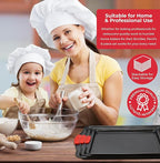 PERLLI Non-Stick 3-Piece Baking Pan Set, BPA-Free Carbon Steel Bakeware Set with Silicone Handles, Stackable Kitchen Oven Set, Cookie Sheet, Baking Tray, Baking Sheet Set, Oven Safe (446°F)