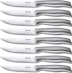 D.Perlla Steak Knives, Super Sharp Straight Edge Steak Knife Set of 8, Professional Straight Edge Kitchen Table Dinner Knives, Elegant High Carbon Stainless Steel Kitchen Steak Knife Set, 4.5IN