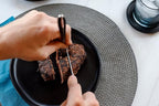 DURA LIVING Premium 4-Piece Steak Knife Set – Sharp Serrated Blades, Forged High Carbon Stainless Steel, Full Tang, Ergonomic Handle, Elegant Gray Finish – Ideal for Dining & Entertaining