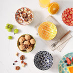 Dessert Bowls, Small Colorful Bowls 10 Oz, Ceramic Bowl Set for Ice Cream, Decorative Bowls for Snack Soup Condiments, Side Dishes, Set of 6
