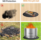 20 Inch Fireproof Mat for Outdoor Grill & Fire Pit - Amazstove Round Heat Resistant BBQ Mat, Under Grill Mat & Deck Protector for Patio, Lawn, Wood Decks（Glossy Black） (Black, 20 inch)