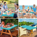 homing Rectangle Table Cloth Cover, Waterproof Polyester Elastic Fitted Tablecloth, Fits for 8 Foot Folding Tables, Washable Table Protector for Picnic, Camping, Outdoor (Turquoise, 30" x 96")