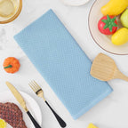 Homaxy 100% Cotton Waffle Weave Kitchen Dish Towels, Ultra Soft Absorbent Quick Drying Cleaning Towel, 13 x 28 Inches, 8-Pack, Sky Blue