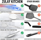 Zulay Kitchen Stainless Steel Wok Spatula - 14.8” Heat-Resistant Metal Turner for Stir-Fry, Sauté & Grilling - Durable, Rust-Proof & Dishwasher Safe Kitchen Utensil for Everyday Use
