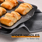 HONGBAKE 2 Pack Mini Loaf Baking Pans 8-Cavity, Nonstick Small Cornbread Pan, Tiny Banana Bread Pan Set, Heavy Duty Brownie TIn, Dark Grey