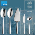 Amefa 45-Piece Silverware Flatware Cutlery Set Service for 8, Durable 18/10 Stainless Steel High Gloss Mirror Finish, tableware in Ergonomic Design Size and Weight, Dishwasher Safe (Moderno)