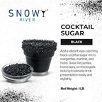 Snowy River Black, Cocktail & Margarita Sugar Rimmer - Vibrant Naturally Colored Sugar for Cocktail Rimming, Baking & Decorating, Medium Crystal - 16oz