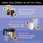 Hamilton Beach FlexBrew Advanced 5-in-1 Thermal Programmable 12 Cup Drip and Single Serve Hot & Iced Coffee Maker, Movable 60oz. Water Reservoir, Use Pod Packs and Grounds, Fast Brewing, Black (49929)