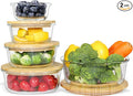 Urban Green Glass Food Container with Bamboo Lid, Airtight food storage Containers set, Glass Meal Prep Containers Set of 5, Dishwasher & Oven Safe