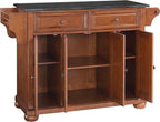 Crosley Furniture Alexandria Granite Top Rolling Kitchen Island Storage Cart, Microwave Stand, Spice Rack, Cherry