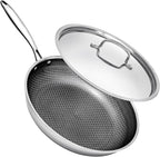Non Stick Frying Pans with Lids, 10 Inch Fry Pan, Hybrid Large Frying Pan with Lid, Nonstick Skillet Stainless Steel, Dishwasher & Oven-Safe, Induction Compatible Cooking Pan