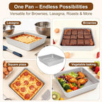 9-Inch Square Cake Pan Set of 2, Heavy Duty Nonstick with Textured Honeycomb Surface, Aluminized Steel BPA & PFOA Free, Warp Resistant, Even Heating for Brownies, Lasagna, Pizza & Casseroles