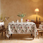 ISAENNE Designer Provence Floral Long Rectangular Tablecloth,Linen Colorful Washable Indoor Table Cloth,Durable Decor Tablecloths for Dining Thanksgiving Kitchen Christmas,63"*94"-Ratina