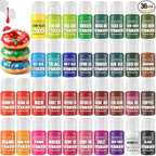 Food Coloring - 36 Colors Liquid Food Dye Set, Concentration Food Color for Christmas Cake Decorating, Baking, Easter Egg, Icing, Fondant, Cooking, Slime Making Kit and DIY Crafts - 0.45oz/Bottles