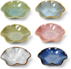 Dipping Bowls Set of 6, Ceramic Soy Sauce Dishes, 2 oz Dipping Sauce Cups, chrysanthemum Round Small Side Dish Dishes for Dipping Sushi Tomato Soy Sauce Dish Condiment Finger Bowls