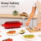 Enamelled Cast Iron Bread Loaf Pot – Dutch Oven For Sourdough Bread Baking – Oven Safe Non Stick Bread Pot – Rectangular, Red, 34cm x 16cm – by Nuovva