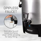 Homecraft 45-Cup Coffee & Hot Beverage Urn - Quick Brewing, Drip-Free Spout, Water Level Markings, Reusable Filter, & Carry Handles - Aluminum
