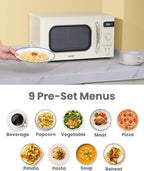 COMFEE' Retro Small Microwave Oven With Compact Size, 9 Preset Menus, Position-Memory Turntable, Mute Function, Countertop Perfect For Spaces, 0.7 Cu Ft/700W, Cream, AM720C2RA-A