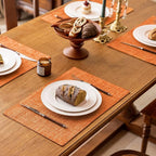 KXN Thanksgiving Placemats Set of 4, Dual-Layer Thickened Faux Linen Table Mats, Heat Resistant & Wrinkle-Free, Machine Washable Cloth Place Mats for Kitchen Dining Indoor Outdoor (Orange)