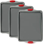 Premium Nonstick Baking Sheet Pans – Set of 3, Heavy-Gauge Carbon Steel, Warp, Dent, and Rust-Resistant – Gourmet Rimmed Half Cookie Sheet Trays, Non-Toxic for Exceptional Baking Performance