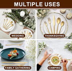 Gold 20-Piece Silverware Set with Handle, Stainless Steel Flatware Set, Cutlery Set Mirror Polished, Dishwasher Safe, Service for 4
