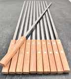 22-Inch Large Metal Barbecue Skewers,HONSHEN Heavy Stainless Steel 3/8 Inch Wide Blade with Hardwood Handle Long Flat BBQ Skewers for Grilling Meat,Chicken,Shrimp,Vegetables-Set of 12 (22 INCH)