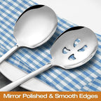 Extra Large Serving Spoons Set 11.7-Inch Serving Slotted Spoon x 2 Serving Spoon x 2, 18/8 Stainless Steel Big Serving Utensil for Buffet, Parties, Catering - Dishwasher Safe(4-Pack, Silver)