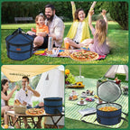 Aufind 12" 2 Pack Pie Carrier with Lid and Insulated Food Carrying Case Bag, Reusable Food Storage Containers for Pies, Cheesecake, Pizza, Nuts Fruit (Blue)