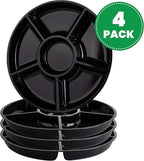 Plasticpro 6 Sectional Round Plastic Serving Tray/Platter (4, Black)