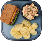 Madesmart Dipware Reusable Dining Plate/Serving Tray for Appetizers and Snacks, Food-Safe Appetizer Serving Platter with Removable Dip Bowl, Midnight