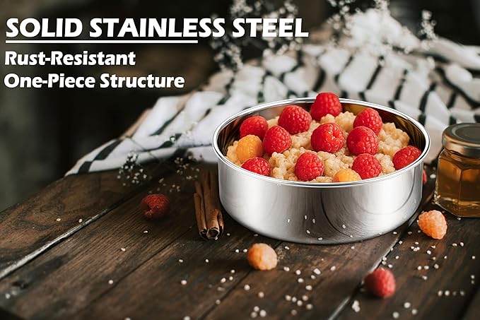 Leonyo 2 Pack Cake Pans 9Inch Round, Stainless Steel Circle Layer Cake Pans Set for Baking, Metal Round Baking Tins for Wedding Party, Dishwasher Oven Safe