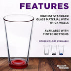 Libbey Pint Glass 16 oz. Set of 10, Bulk Pack - Beer Glasses, Heavy Duty Drinkware - Red