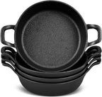 Mini Cast Iron Skillets 7 x 7 x 1.7 Inch Cast Iron Pan Small Ramekin Set Black Casserole Dish Cookware Oven Safe Mini Skillets for Kitchen Indoor Outdoor Picnic (4 Pack)