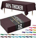 Exquisite 66% Thicker Premium Plastic Table Cloth Rectangle Table Cover 0.5 Mil 12 Pack Brown Table Cloth 54 Inch x 108 Inch Disposable Tablecloth Won't Tear Easily Like Cheap Thin Brands