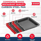 BAKKEN 3-Piece Kitchen Baking Pans - Small, Medium, and Large Cookie Pan, With Nonstick Coating, Stackable and Space-saving Design, PFOA, PFOS, PTFE Free, Oven Safe Tray (Up To 450°F), Gray Marble